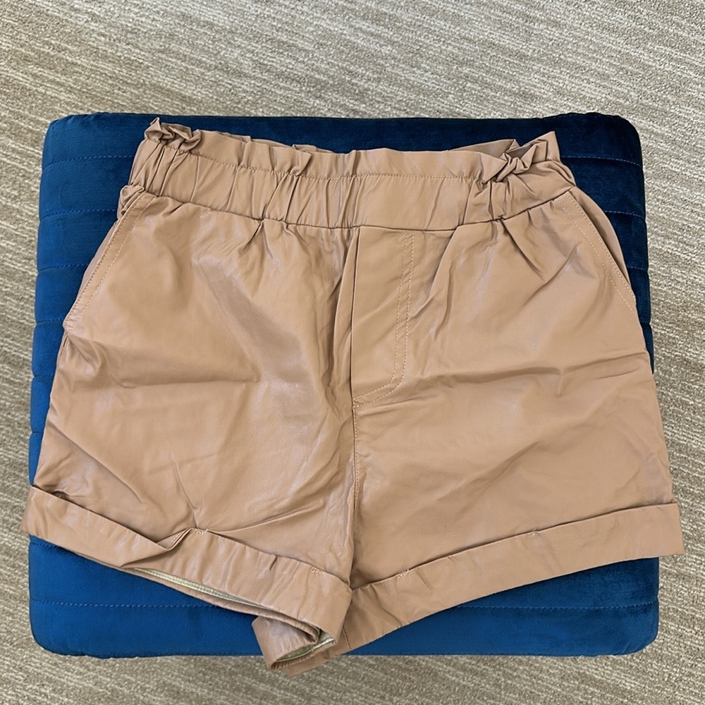 Cotton Candy LA tan leather shorts (size S)